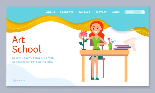 Education Online Art School Landing Page Vector — Stock vektor
