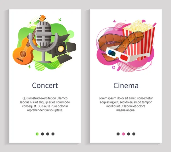 Cinema and Concert, Musical Instruments Vector — 스톡 벡터