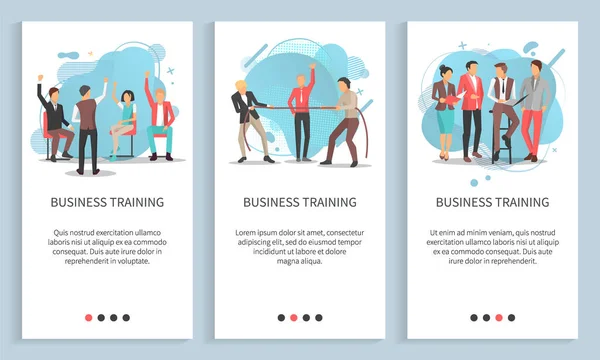 Business Training Set, Man and Woman Worker Vector — Stock vektor