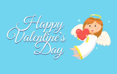 Happy Valentines Day, Angelic Child with Heart