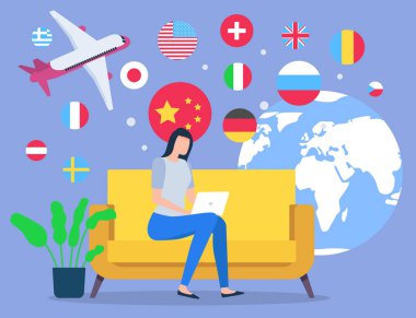 Uçaktaki Başka Bir Ülkeye Kadın Tatili Planı