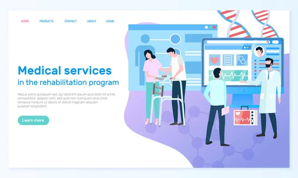 Сайт, клиника предоставляет программу реабилитации — стоковый вектор