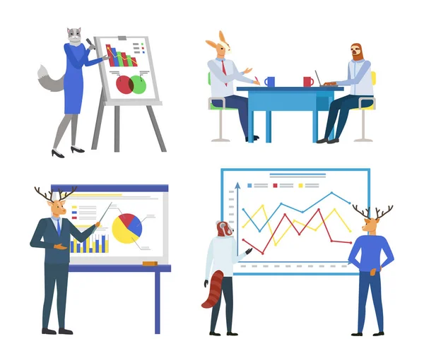 Infografika na tablicy prezentacja na seminarium — Wektor stockowy