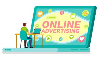 Web Advertising and Education in Laptop Vector