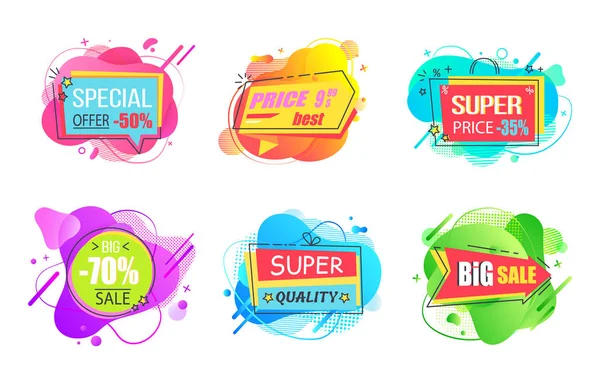 Set of Sale Labels Abstract Liquid Shapes Isolated — Stock Vector
