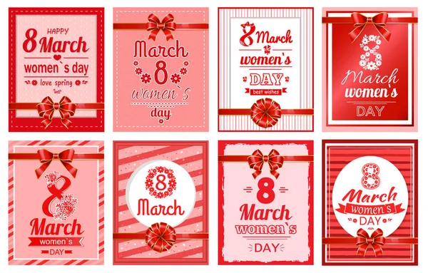 8. März Glückwunschkarten zum Frauentag — Stockvektor