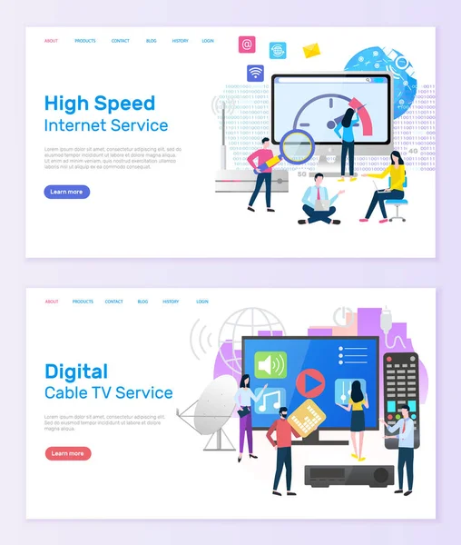 Digitale kabel-TV-service hoge snelheid van Internet — Stockvector