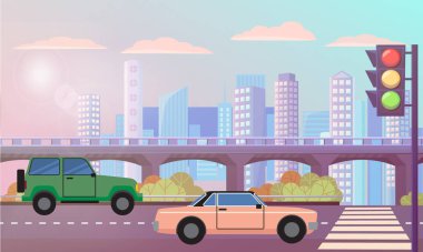 Trafik Işıkları Yolu Caddesi ile Şehir Otobanı