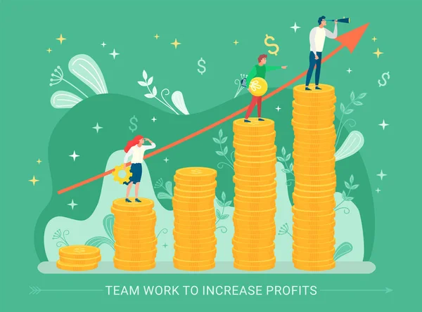 Teamwork to Increase Profits Businessman Vector — Stok Vektör