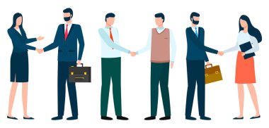 Business Characters Successful Meeting Handshakes