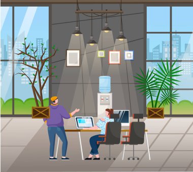 Coworking Environment, People at Office Vector