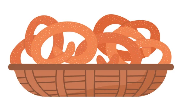 Pretzel, Pastry in Bakery, Knot Shaped Kringle — 图库矢量图片