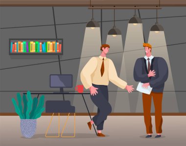 Conversation Between Partners Colleagues in Office