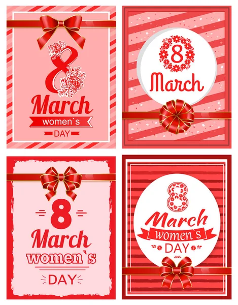Womens International Day, Greeting Cards Vector — Stockvektor
