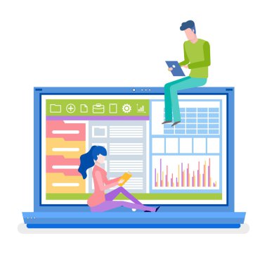 People Working Analysis and Data Online Vector