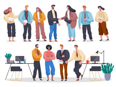 Business People in Office, Set of Workers Vector