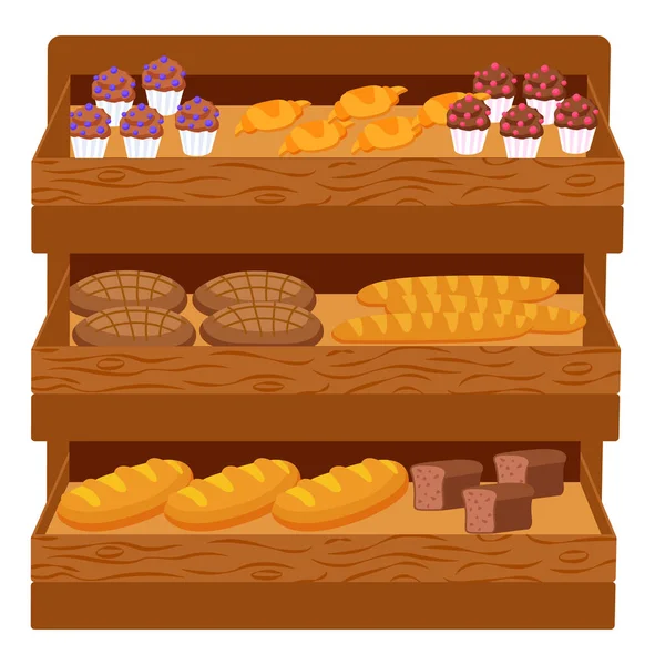 Bakery Shop Assortment with Bread and Cakes Set — Διανυσματικό Αρχείο