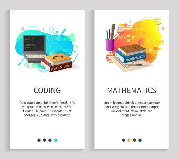 Coding and Mathematics School Subjects Disciplines — Stok Vektör