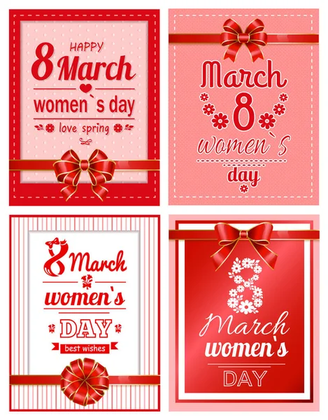 Dia das Mulheres Melhores Desejos e Amor Spring Card Vector — Vetor de Stock