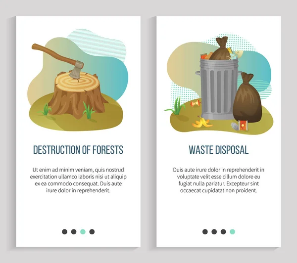 Destrucción de bosques y eliminación de basura Vector — Archivo Imágenes Vectoriales