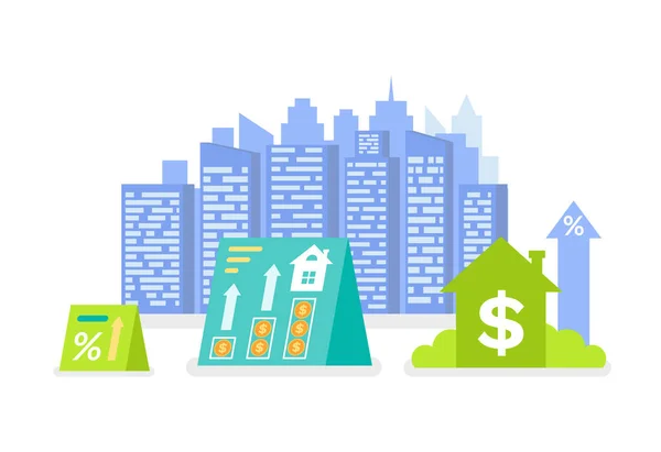 Modern City Real Estate Building and Dollar Sign — Stock vektor