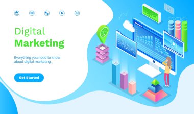 Digital Marketing Information Landing Page Vector