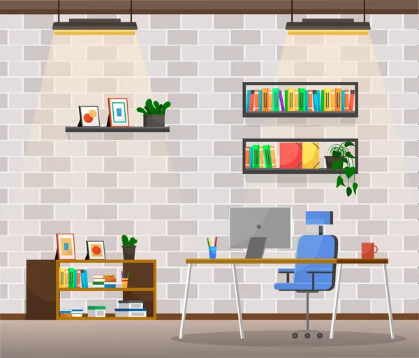 Oficina Interior, Sala de Director con Muebles — Vector de stock