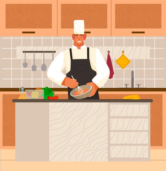 Кулінарія на кухні вдома або ресторані — стоковий вектор