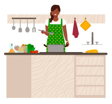 Pan 'da Kadın Sebze Çorbası, Mutfakta Aşçı