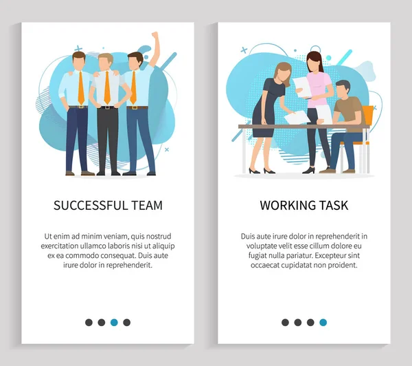 Équipe réussie et tâche de travail Les gens au travail — Image vectorielle