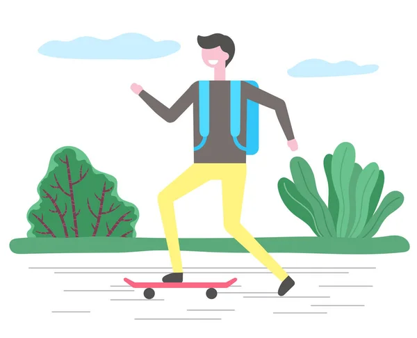 Skater im Sommerpark, Skating-Teenager im Wald — Stockvektor