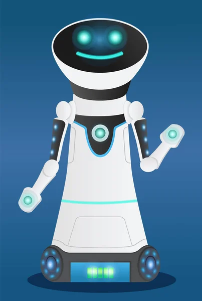 Roboterfigur mit freundlichem Gesicht Humanoid — Stockvektor