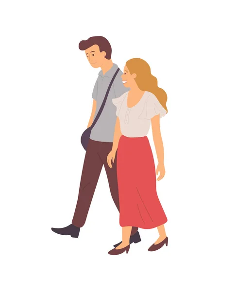 Pareja caminando juntos personaje de dibujos animados aislados — Archivo Imágenes Vectoriales