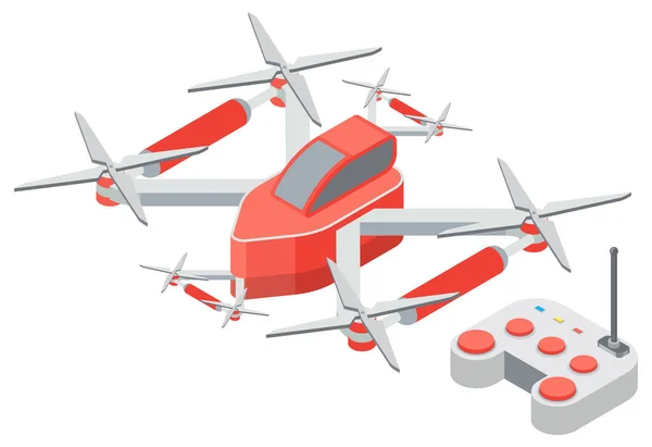 Quadcopter and Remote Controller, Drone Vector — Stock Vector