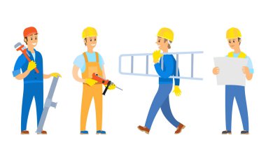Handymen and Workers with Tools for Work Vector