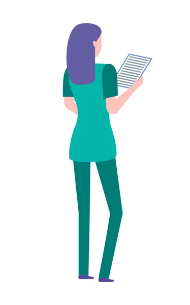 Female Healthcare Worker Wearing Uniform Vector — Stok Vektör