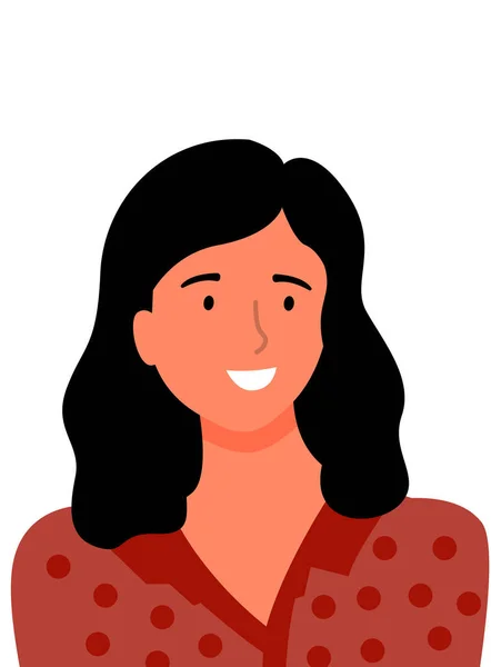 Happy Middle-Age Woman in Brown Dotted Blouse — Stockvector