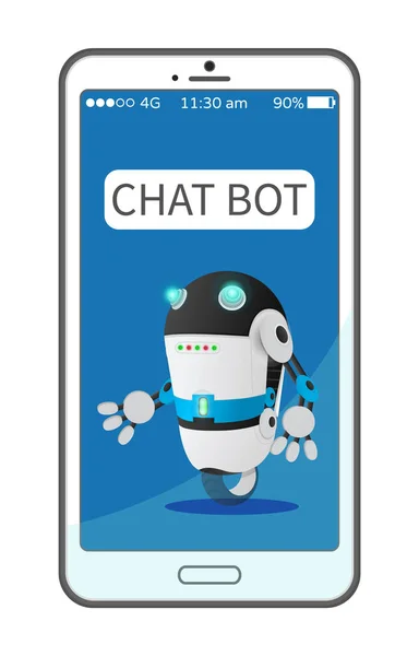 Chat Bot Simula Conversación, Servicio Moderno — Archivo Imágenes Vectoriales