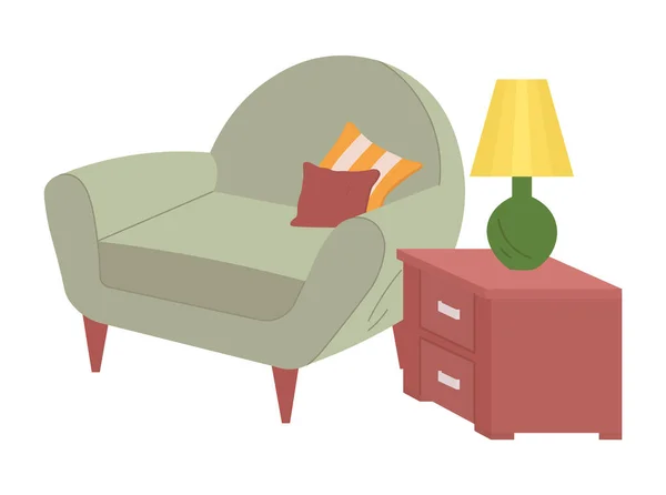 House Furniture, Sofa and Lamp on Bedside Vector — Διανυσματικό Αρχείο