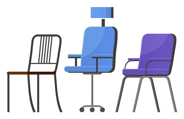 Office Chairs and Armchairs Set for Workers Vector — 图库矢量图片