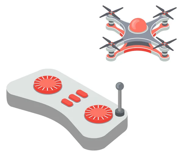 Drone with Remote Controller Buttons on Joystick — Stockvektor