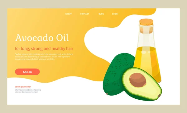 Poster Recipe Avocado and Bottle of Oil Vector — Stockový vektor