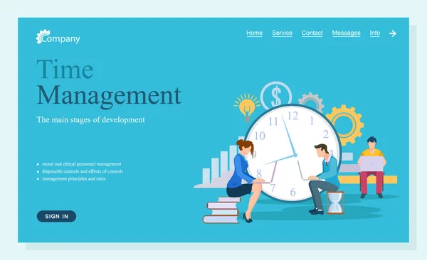 Gestion du temps Site Web Travailleurs Page Web — Image vectorielle