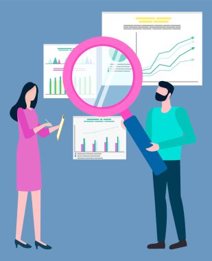 Office Workers, Graphics and Charts, Man and Woman