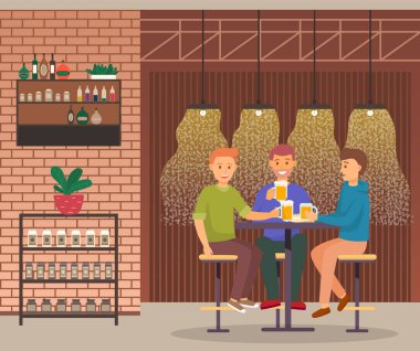 Male Friends Drinking Beer in Bar on Weekends