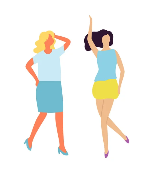 Happy Women Dancing, Hen-Party Isolated Characters — Διανυσματικό Αρχείο