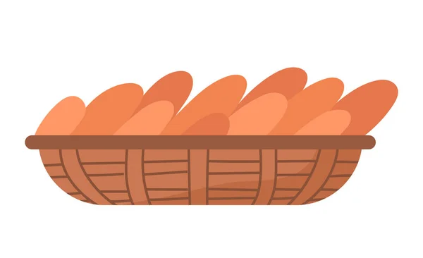 Basked con pane appena sfornato di pane e panini — Vettoriale Stock