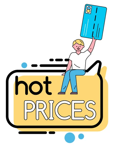 Hot Prices Bulles vectorielles géométriques, Homme avec carte — Image vectorielle