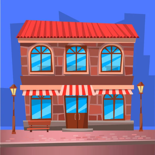 Coffee House Restaurant med Cityscape Vector — Stock vektor