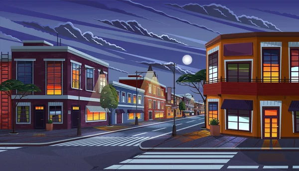 Rue de la ville la nuit — Image vectorielle